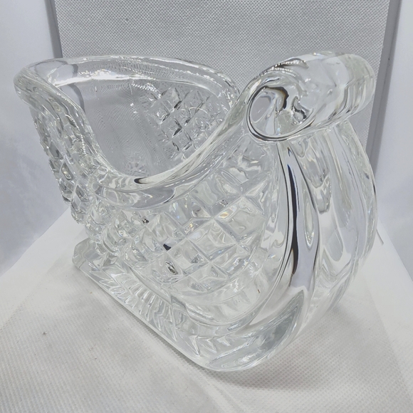 Lead Crystal Holiday Sleigh Candy Dish Flower Vase Christmas Winter - Picture 5 of 8
